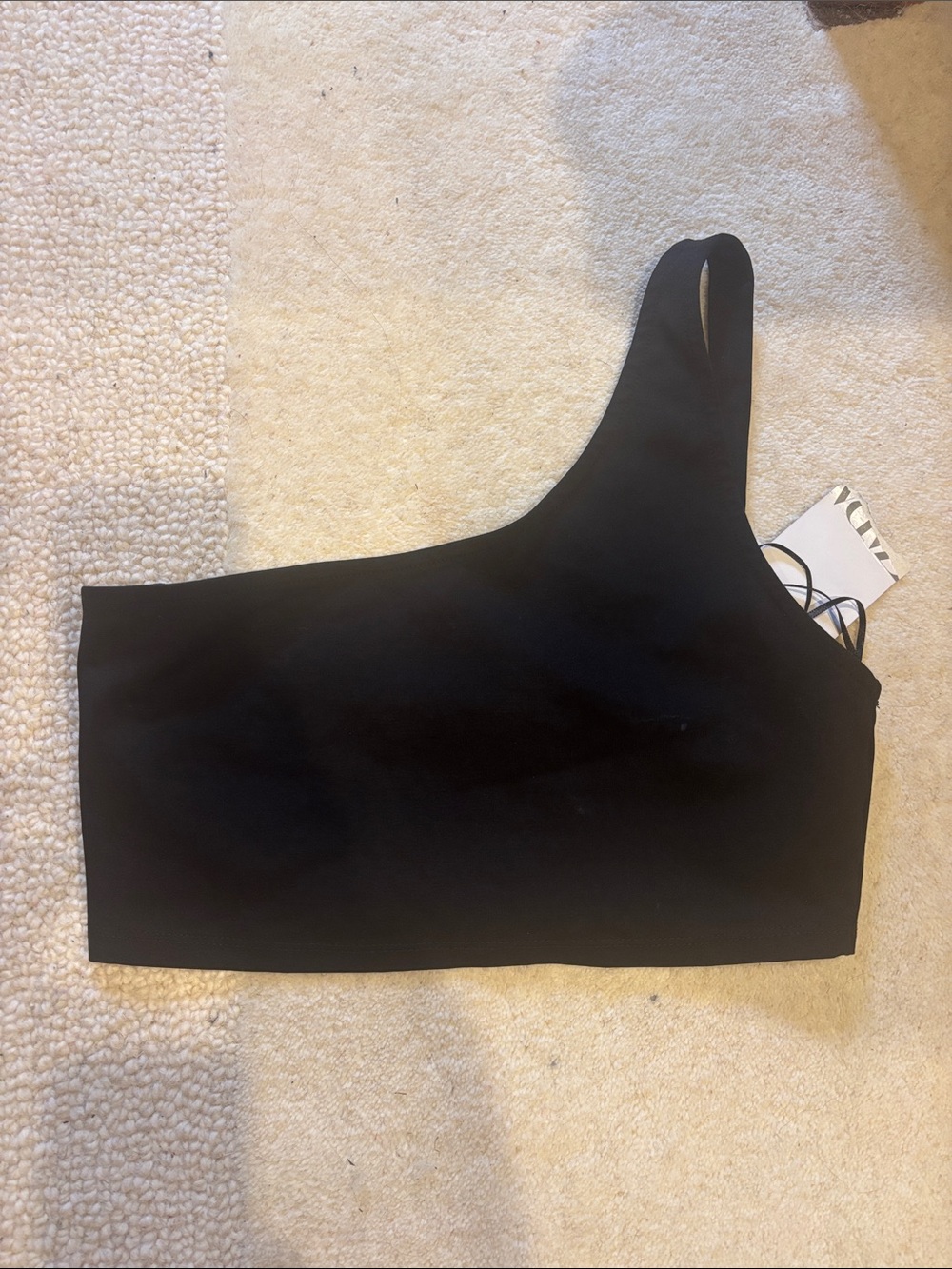 Zara One-Shoulder Black Crop Top